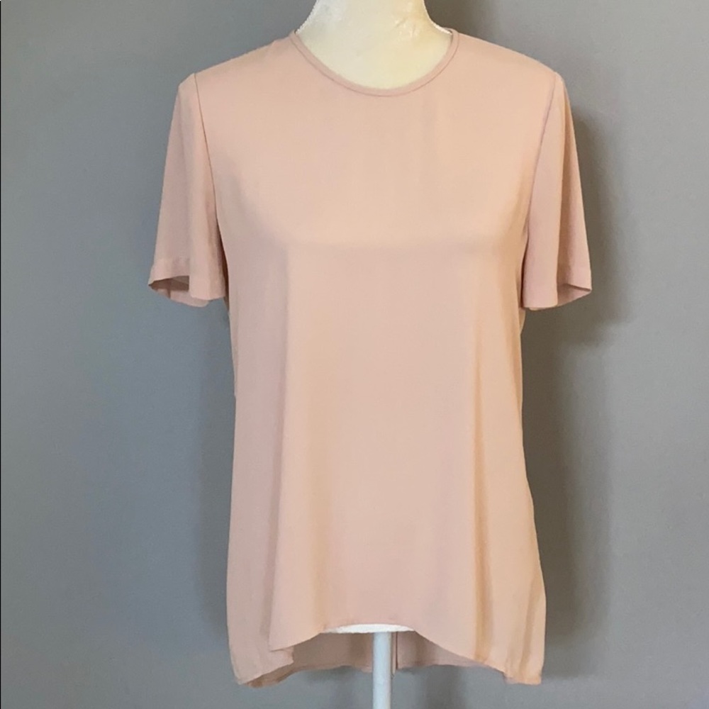 BCBG Max short sleeve light pink, sheer top